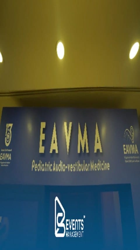 EAVMA conference entrance signage wall at Triumph Luxury Hotel